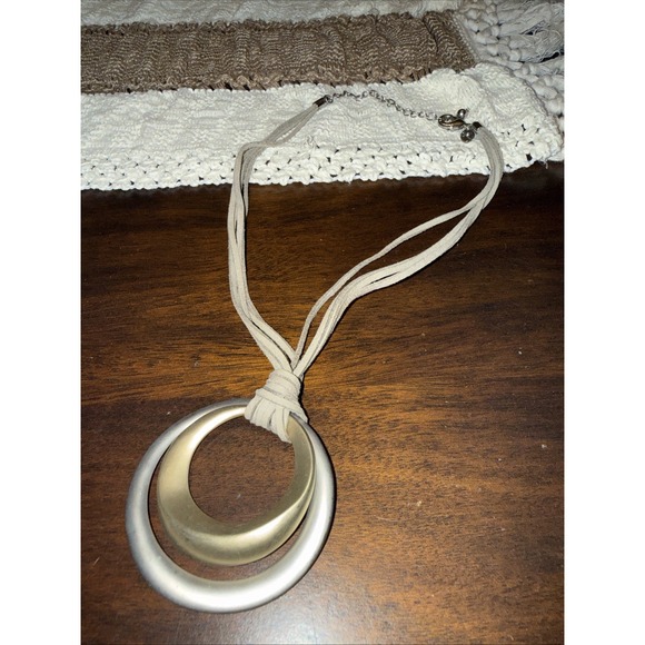 Chico's Jewelry - Chicos Double Crescent Pendant‎ Necklace with Cord Chain